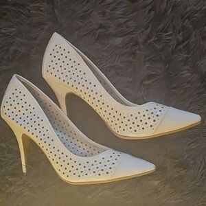 Christian Siriano White Perforated Heels
